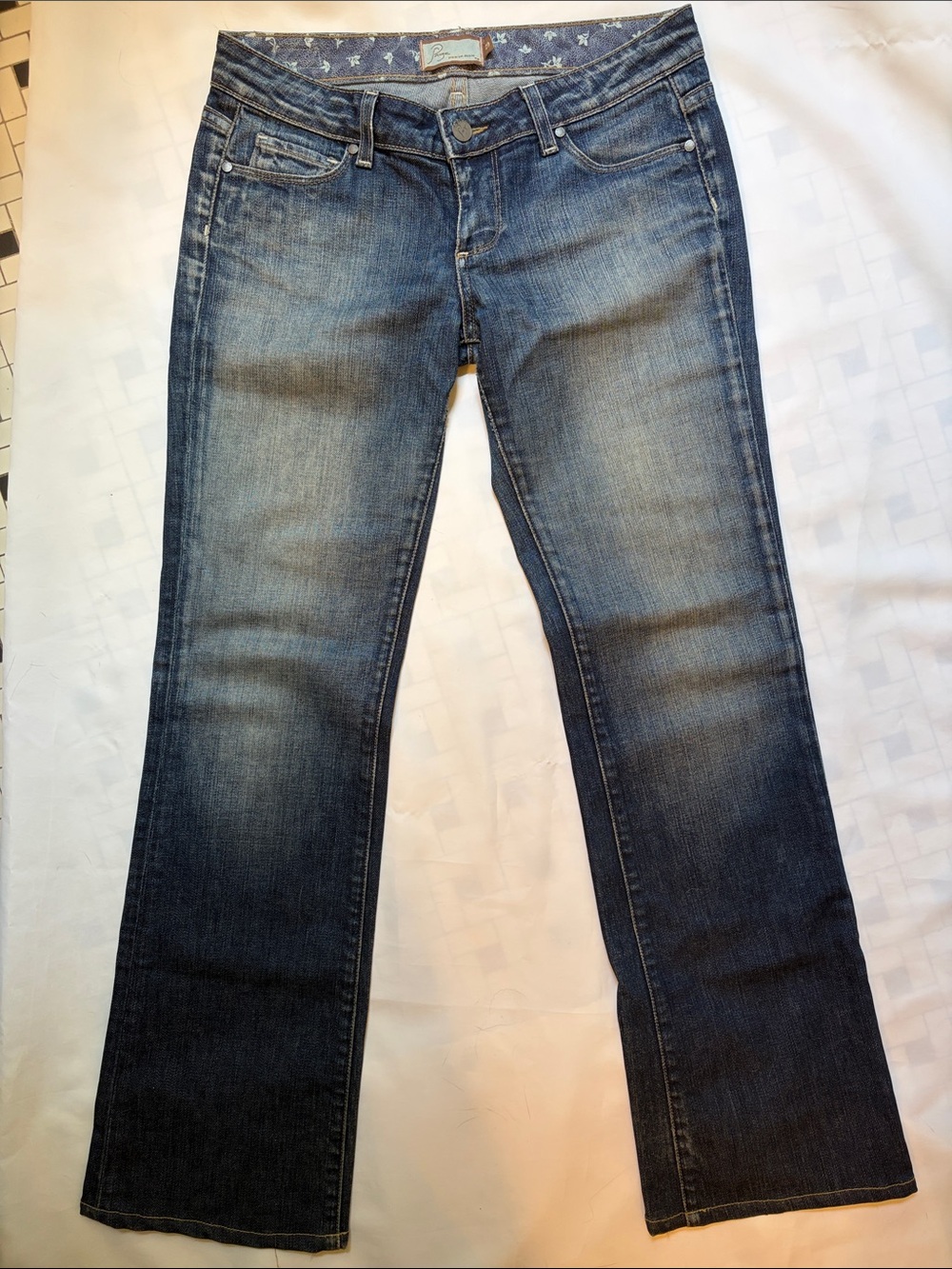 PAIGE Women's Medium Dark Blue Flare Jeans